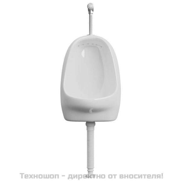 Окачен писоар с промивен кран, керамика, бял