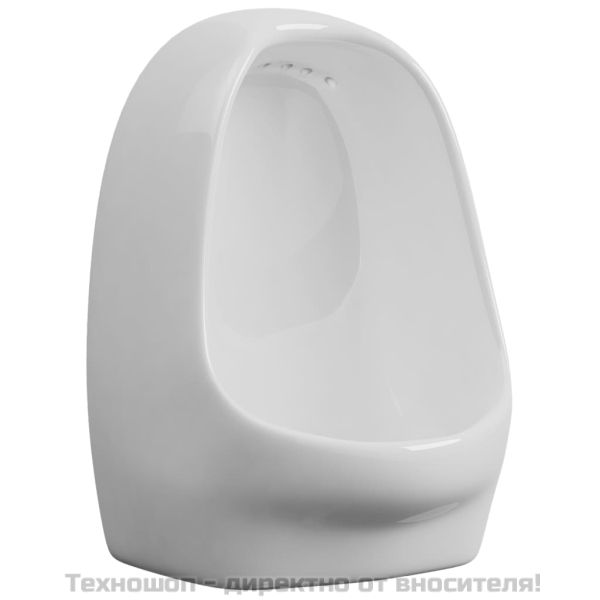 Окачен писоар с промивен кран, керамика, бял