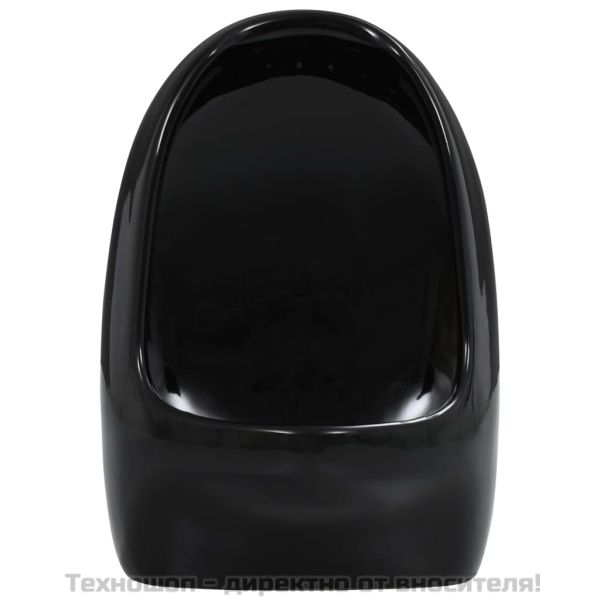 Окачен писоар с промивен кран, керамика, черен