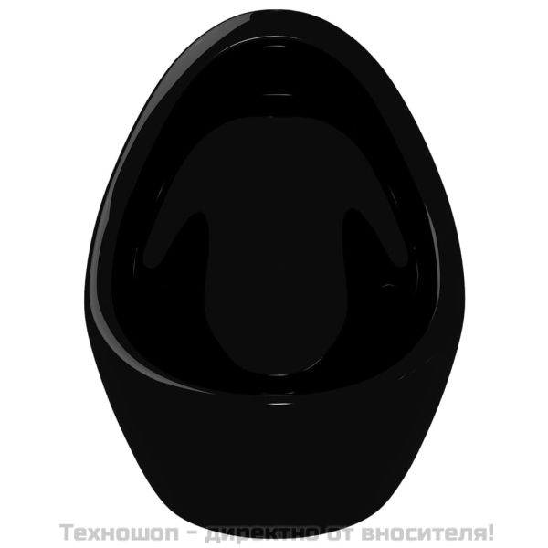 Окачен писоар с промивен кран, керамика, черен