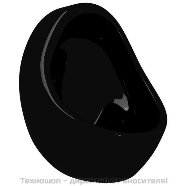 Окачен писоар с промивен кран, керамика, черен