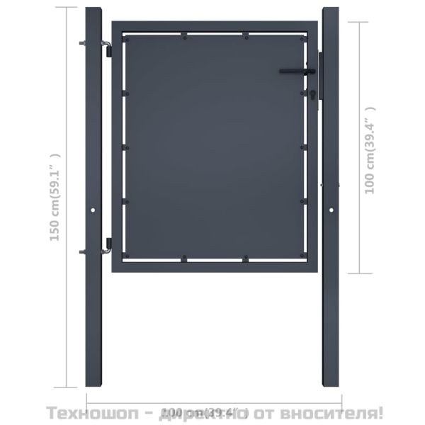 Градинска порта от стомана 100x100 см, антрацит