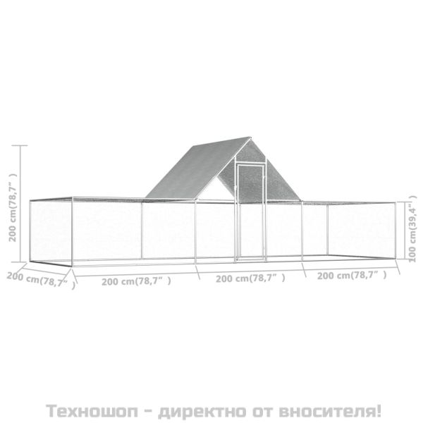 Птичарник, 6x2x2 м, поцинкована стомана
