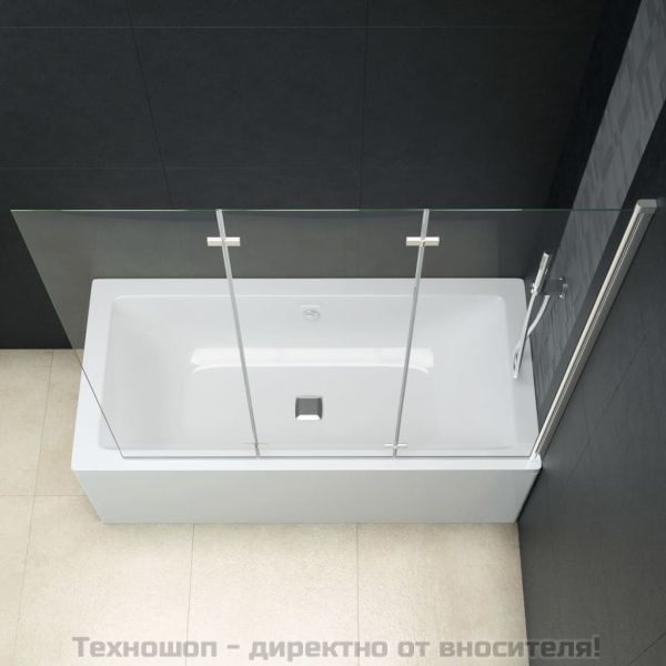 Сгъваем душ параван, 3 панела, ESG стъкло, 130x138 см