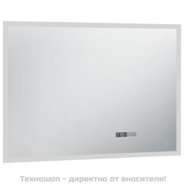 LED огледало за баня с тъч сензор и показване на часа 100x60 см