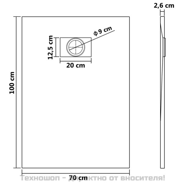 Душ корито, SMC, бяло, 100x70 см
