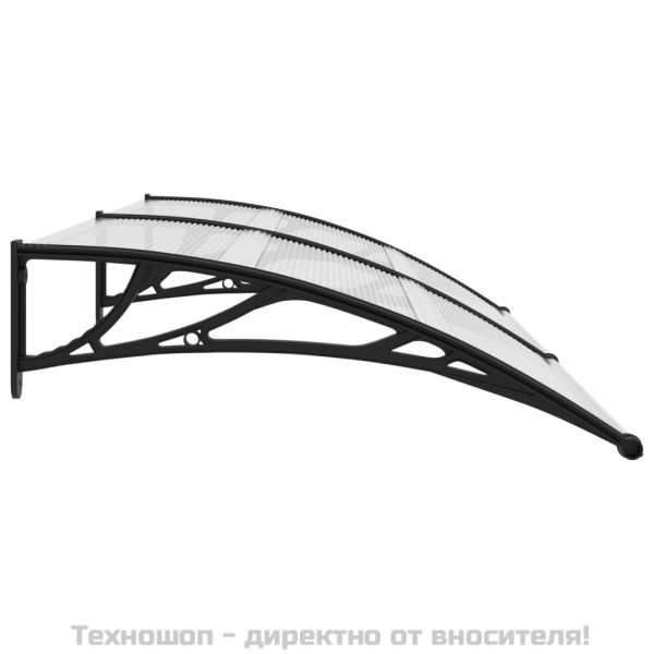 Навес за врата черно и прозрачно 200x75 см PC