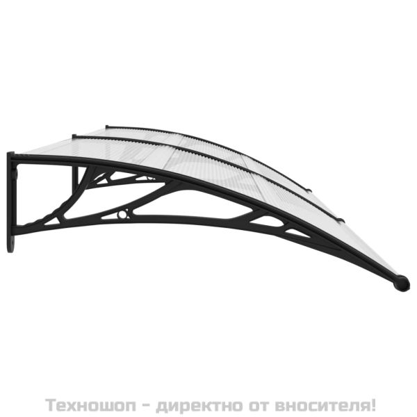 Навес за врата черно и прозрачно 240x75 см PC