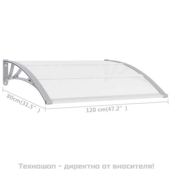 Навес за врата сиво и прозрачно 120x75 см PC