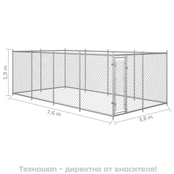Дворна клетка за кучета, 7,6x3,8x1,9 м