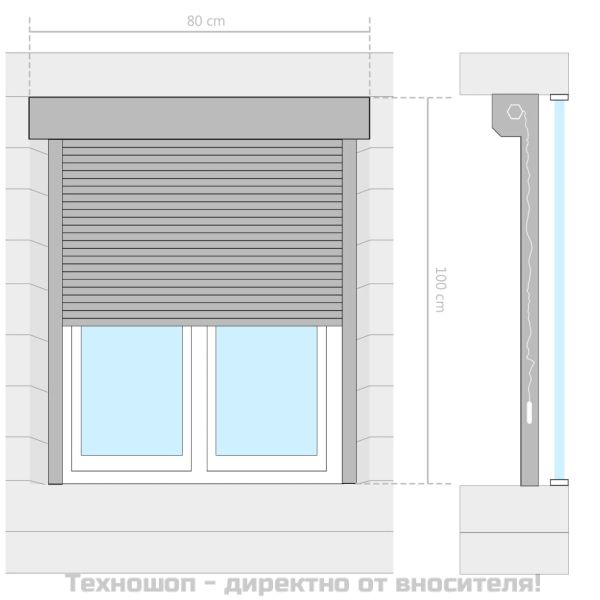 Външна ролетна щора, алуминий, 80x100 см, антрацит