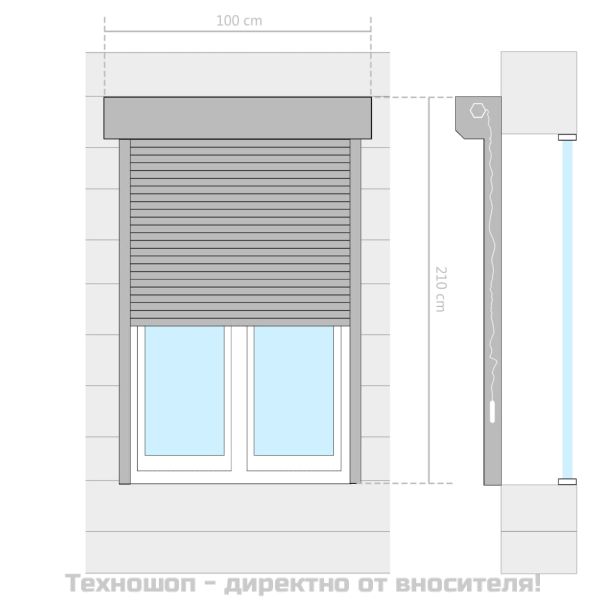 Външна ролетна щора, алуминий, 100x210 см, антрацит