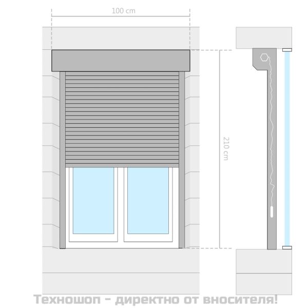 Външна ролетна щора, алуминий, 100x210 см, антрацит