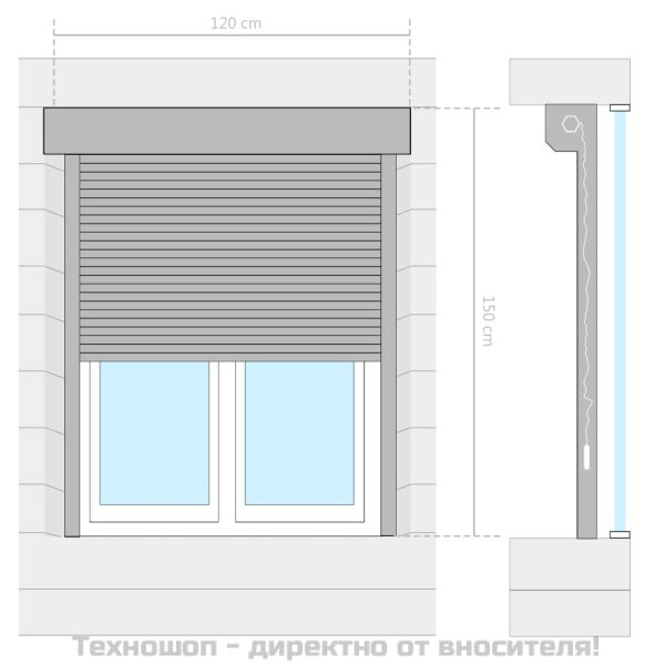 Външна ролетна щора, алуминий, 120x150 см, антрацит
