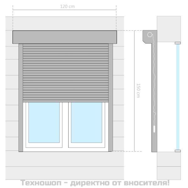 Външна ролетна щора, алуминий, 120x150 см, антрацит