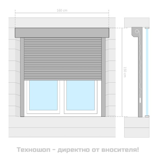 Външна ролетна щора, алуминий, 160x150 см, антрацит