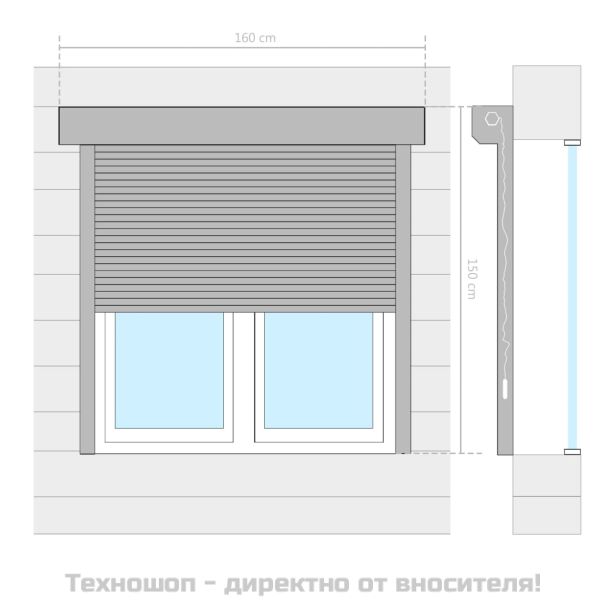 Външна ролетна щора, алуминий, 160x150 см, антрацит