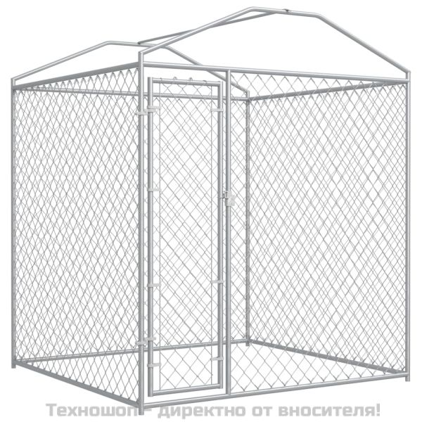 Дворна клетка за кучета с покривен навес, 193x193x225 см