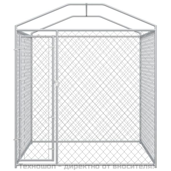 Дворна клетка за кучета с покривен навес, 193x193x225 см
