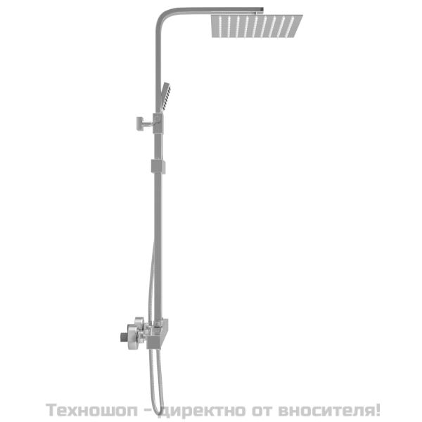 Душ комплект с две глави и термостат, неръждаема стомана