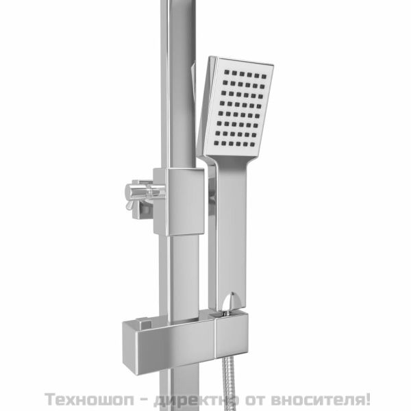 Душ комплект с две глави и термостат, неръждаема стомана