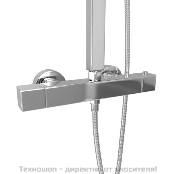 Душ комплект с две глави и термостат, неръждаема стомана
