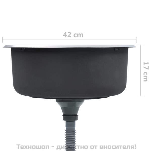 Кухненска мивка с цедка и сифон, неръждаема стомана