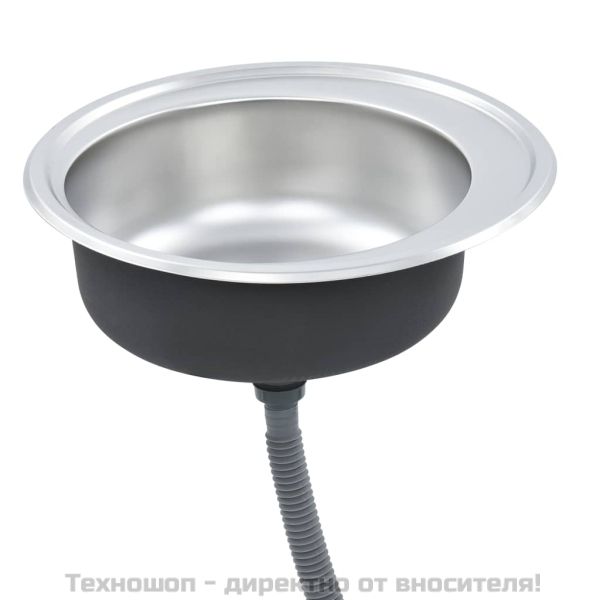 Кухненска мивка с цедка и сифон, неръждаема стомана