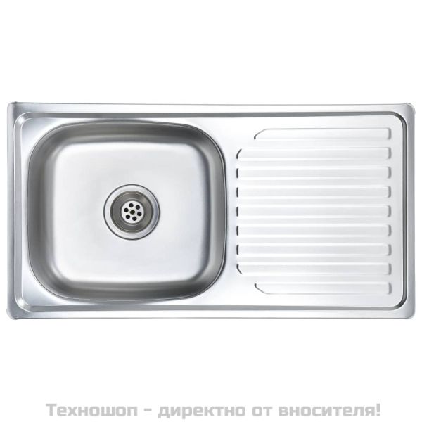 Кухненска мивка с цедка и сифон, неръждаема стомана