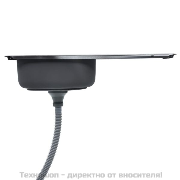 Кухненска мивка с цедка и сифон, неръждаема стомана