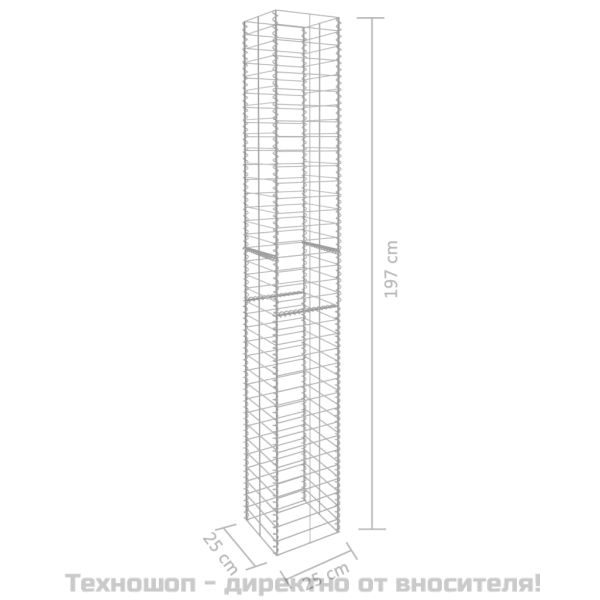 Габионни кошници, 3 бр, поцинкована стомана, 25x25x197 см