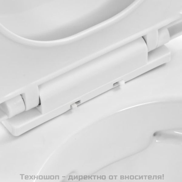 Окачена тоалетна чиния без ръб, керамична, бяла