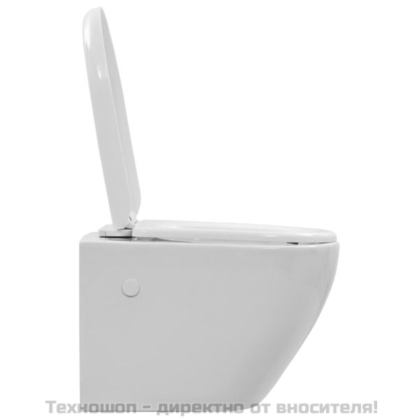 Окачена тоалетна чиния без ръб, керамична, бяла