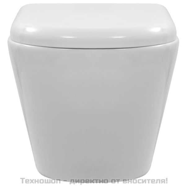 Окачена тоалетна чиния без ръб, керамична, бяла