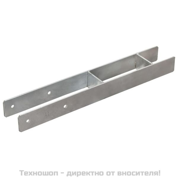 Подпори за ограда 2 бр сребристи 8x6x60 см поцинкована стомана