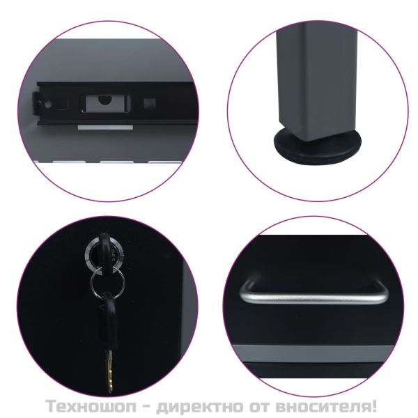 Работна маса, черна, 120x60x85 см, стомана