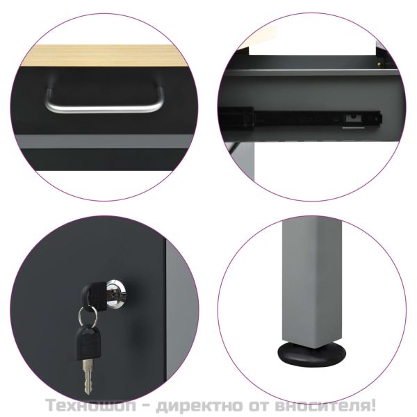 Работна маса, черна, 160x60x85 см, стомана