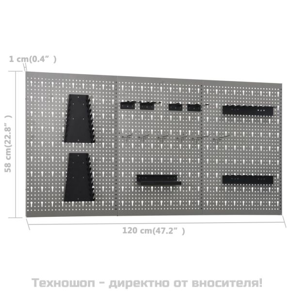 Стенни панели за инструменти, 3 бр, 40x58 см, стомана