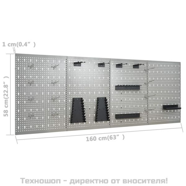 Стенни панели за инструменти, 4 бр, 40x58 см, стомана