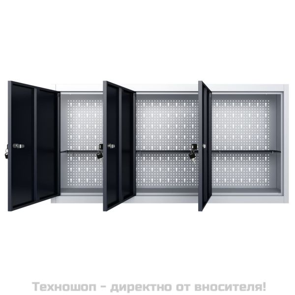 Стенен шкаф за инструменти, индустриален, метал, сиво и черно