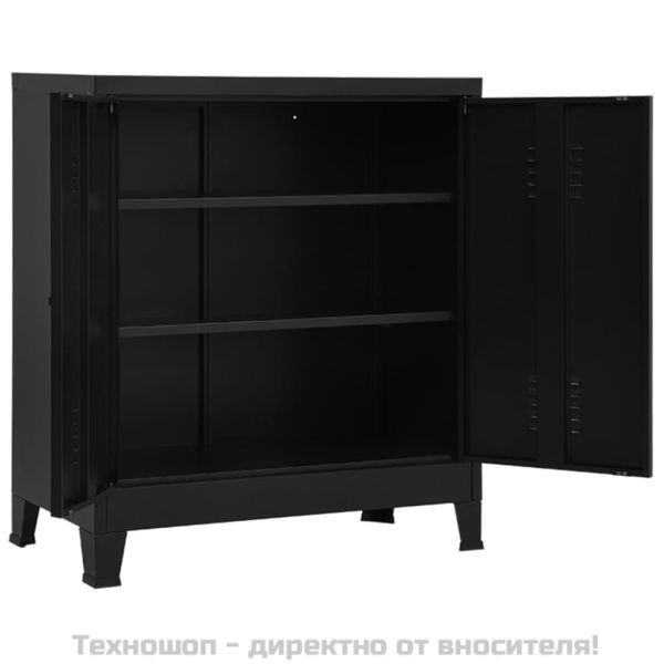 Индустриален скрин за съхранение, черен, 90x40x100 cм, стомана