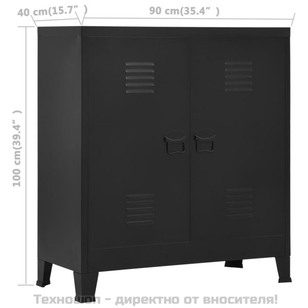 Индустриален скрин за съхранение, черен, 90x40x100 cм, стомана