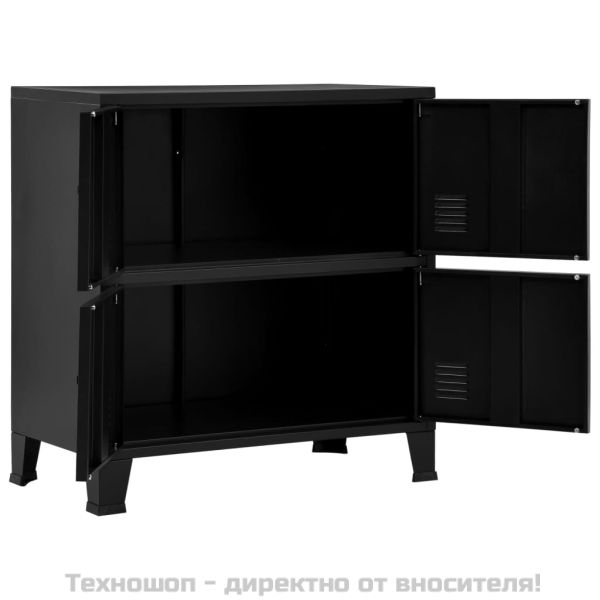 Индустриален скрин за съхранение, черен, 75x40x80 cм, стомана