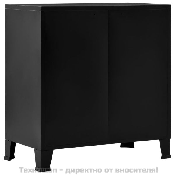 Индустриален скрин за съхранение, черен, 75x40x80 cм, стомана