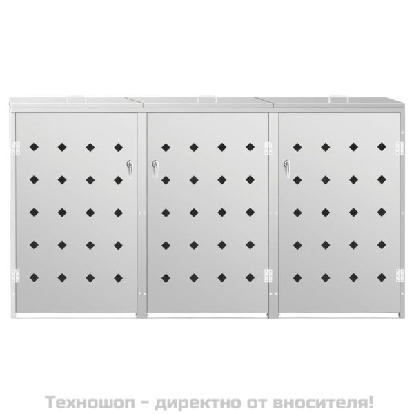 Троен навес за кофа за смет, 240 л, неръждаема стомана