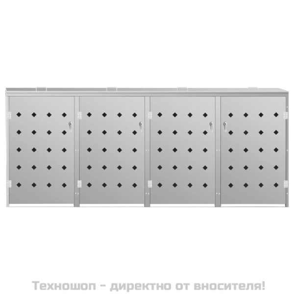 Четворен навес за кофа за смет 240 л, неръждаема стомана