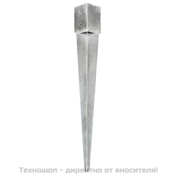 Заземителни колове 12 бр сребро 10x10x91 см поцинкована стомана