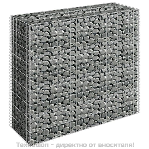 Габион повдигната леха, поцинкована стомана, 90x30x90 cм