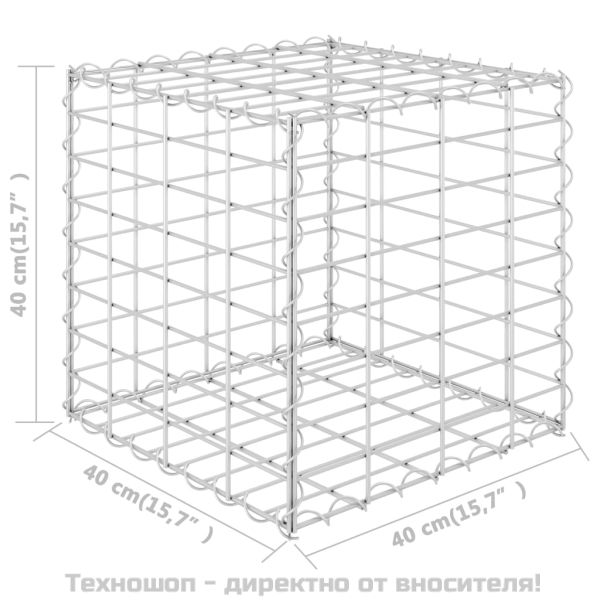 Кубичен габион повдигната леха, стоманена тел, 40x40x40 cм