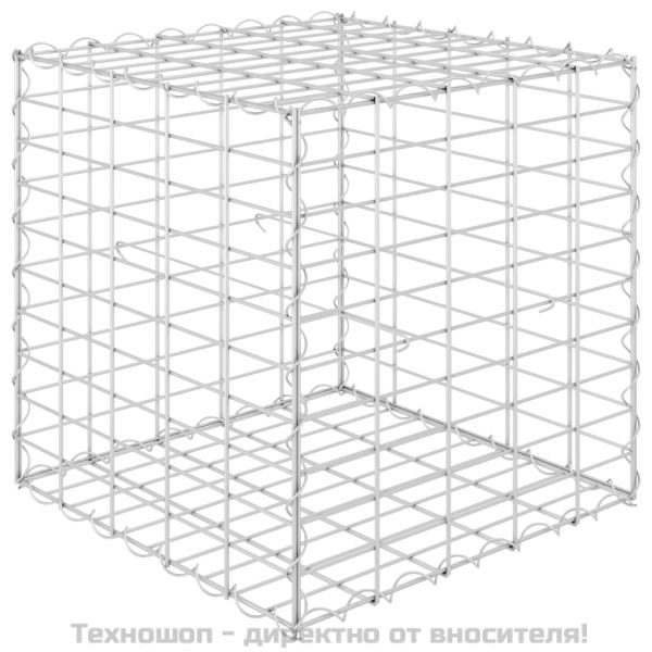 Кубичен габион повдигната леха, стоманена тел, 50x50x50 cм